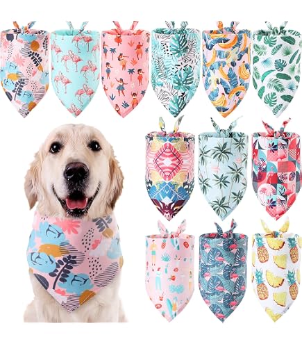 Amazon | Locmeo 犬用サマーバンダナ 32個 バルク ハワイアン